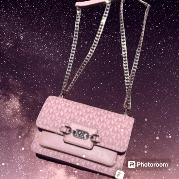 Michael Kors Heather Signature Logo Crossbody Bag Mauve/Blush/Silver, Y2k NWOT - Picture 13 of 13